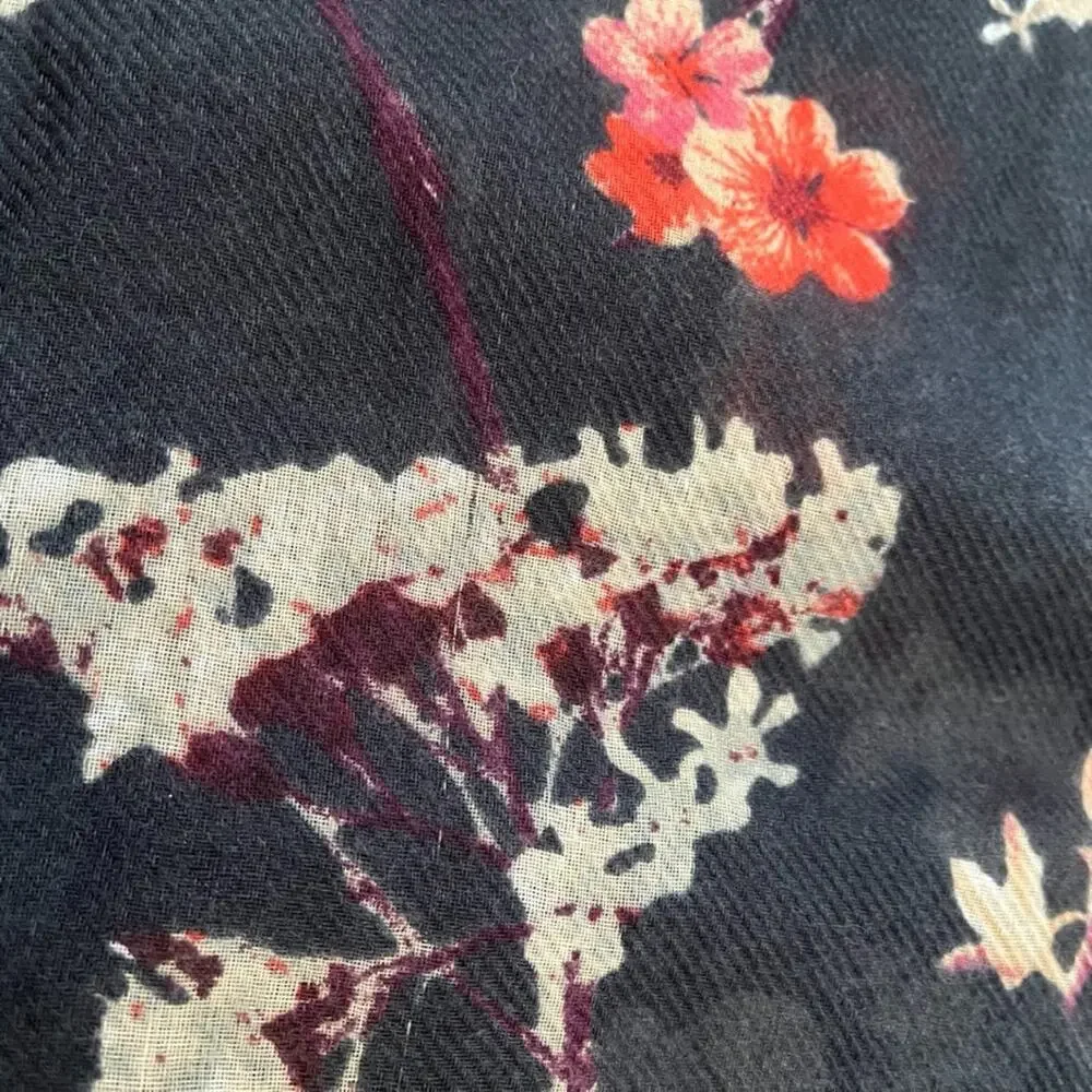 H&M Infinity Tube Scarf Dark Blue Floral Pink and White Blossoms